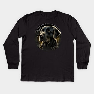 Circular Retro Labrador Owner Golden Black dog Dad Mom Kids Long Sleeve T-Shirt